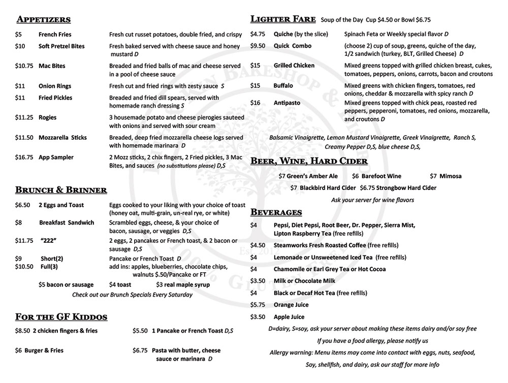 Cafe Menu 1