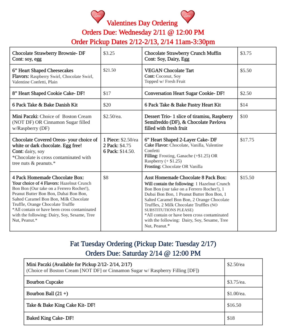 Valentine's Menu